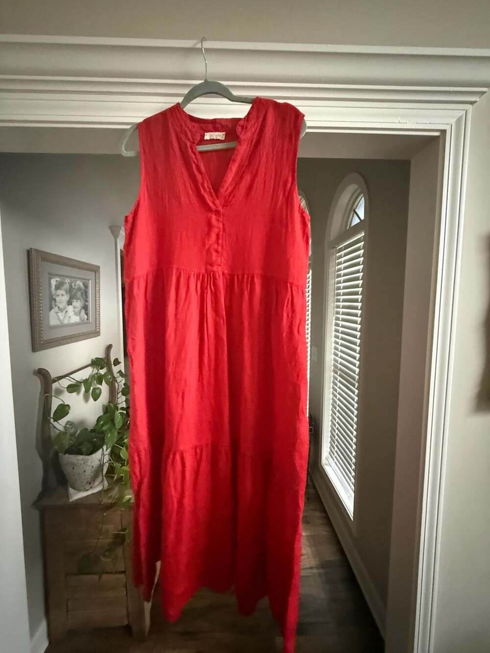Bellaumbra Made in Italy Red Sleeveless Tiered Midi Dress Size S